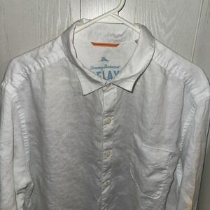 Tommy Bahama Relax Linen Shirt Mens XL Button Down Long Sleeve Casual Cream‎